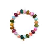 Autumn Brights and Stripes Opal and Tourmaline Stretch Bracelet