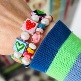 Rainbow Bobble Hearts Pearl Bracelet