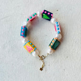 Rainbow Bobble Hearts Pearl Bracelet