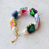 Rainbow Bobble Hearts Pearl Bracelet