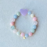 Morganite Bubble Heart Stretch Bracelet