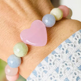 Morganite Bubble Heart Stretch Bracelet