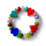 Rainbow Heart Agate Stretch Bracelet