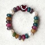 Tourmaline Autumn Smiley Stretch Bracelet