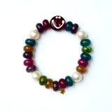 Tourmaline Autumn Smiley Stretch Bracelet