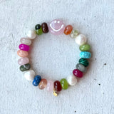 Agate Autumn Smiley Stretch Bracelet