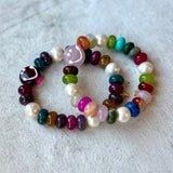 Agate Autumn Smiley Stretch Bracelet
