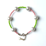 Kiwi and Bubblegum Fresh Water Pearl Coco Bracelet