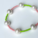 Kiwi and Bubblegum Fresh Water Pearl Coco Bracelet