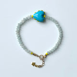 Mon Coeur Natural Aquamarine and Lampwork heart bracelet