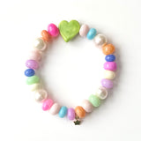 Opal Candy POP Green Heart Stretchy Bracelet
