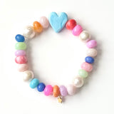 Opal Candy POP Blue Heart Stretchy Bracelet