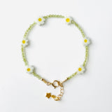 Daisy Chain Bracelet in Murano Glass and Natural Peridot