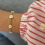 Daisy Chain Bracelet in Murano Glass and Natural Peridot
