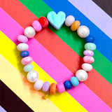 Opal Candy POP Blue Heart Stretchy Bracelet