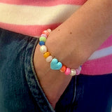 Opal Candy POP Blue Heart Stretchy Bracelet