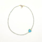 Mon Coeur Natural Aquamarine and Lampwork heart necklace