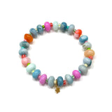 Blues and Stripes Opal Stretchy Bracelet