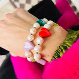 Rainbow Hearts Pearl Bracelet
