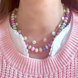 Daisy Chain Necklace in Murano Glass and Natural Peridot