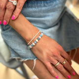 Natural Aquamarine and Rose Quartz Rainbow Bracelet