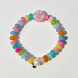 Summer Rainbow Jade Smiley Stretch Bracelet